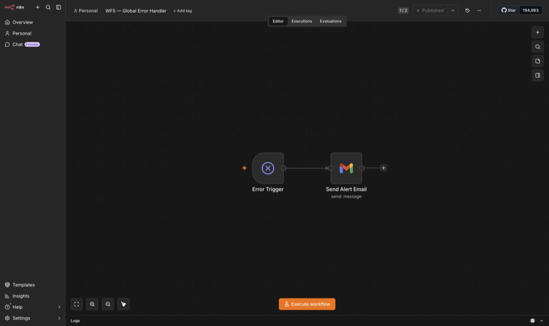 The actual n8n workflow canvas for this build